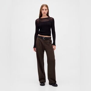 NWT! GAP Terra Brown Twill 365 Low Rise Brushed Twill Pleated Trousers #828896 🩷